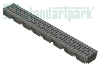 Лоток с пластиковой решеткой DN100 для дренажной системы SPark