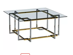 CS-1039-2 Стол Журнальный стеклянный прозрачный 100*100*45см, основание купить в Алуште