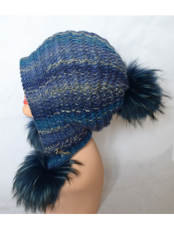 вязаная шапка с помпонами Vizio италия женская вязаная шапка с тремя помпонами зима 2017