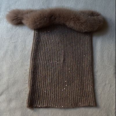 Шарф труба женский Италия Vizio 6128 Taylor Brill KSP V бежевый с мехом