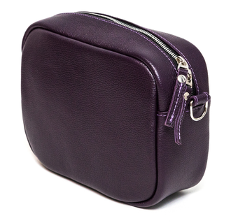 Фиолетовая кожаная сумка Cube Violet с двумя ремнями (тканевым и кожаным)