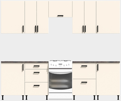 Кухня Эконом 2,4 метра (1200х1200) Цвет: Фон бежевый/Фон бежевый