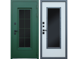 Термо дверь Олимп 3К  софт грей с окном и английской решеткой