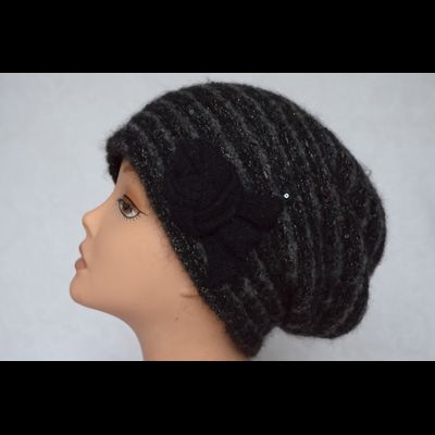 Женский вязаный берет с кристаллами Сваровски и пайетками Vizio Италия 6507 синий фото