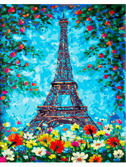 Картина по номерам 40х50 GX 37779 Эйфелева башня в цветах