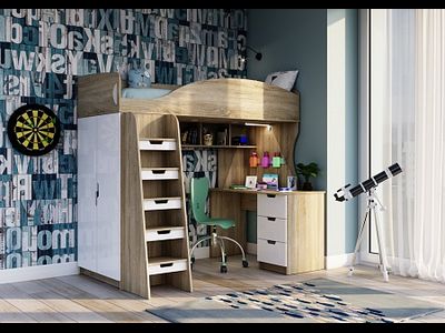 Кровать - чердак "Сэнди" (МК Стиль)