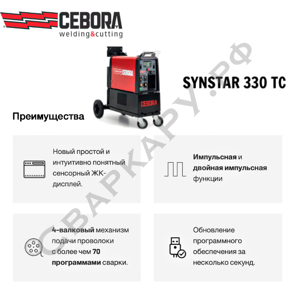 Полуавтомат для MIG/MAG сварки Cebora Synstar 330 TC Pulse/Double Pulse