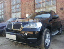Защита радиатора BMW X5 E70 2006-2013 / BMW X6 2008-2014- (3D) black PREMIUM