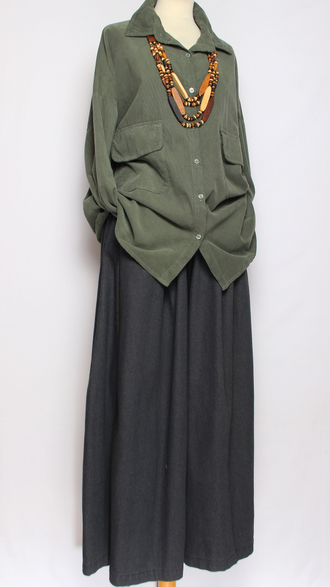 Рубашка Бохо вельветовая"КАРМАНЫ КЛАПАНЫ"  хаки до р.54