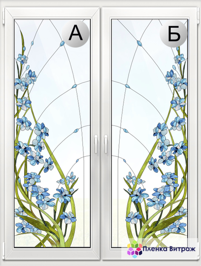 Витражная пленка, витражная пленка самоклеющаяся под заказ,пленочный витраж с цветочным рисунком