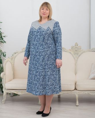 Теплое платье большого размера арт.3004П (цвет сапфирово-синий) Размеры 60-90