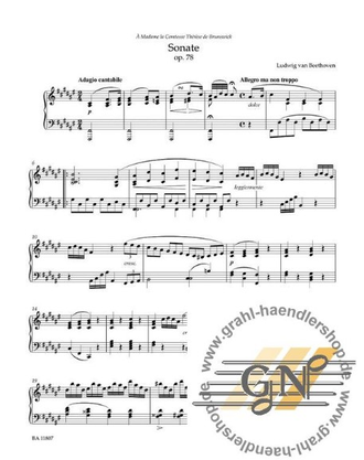 Beethoven. Sonate №24 Fis-Dur op.78 für Klavier