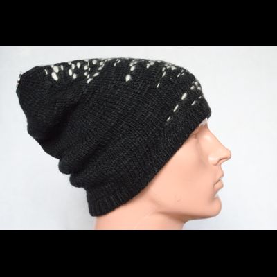 Вязаная мужская шапка Италия Vizio 5680 черная с белым