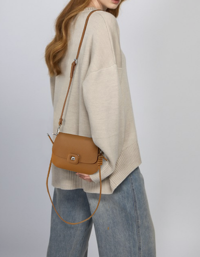 (АРТИКУЛ: 9752/1/91) СУМКА ЖЕНСКАЯ МАЛЕНЬКАЯ, НАТУРАЛЬНАЯ КОЖА, СВЕТЛО-КОРИЧНЕВАЯ "КЭМЕЛ", ДВА ОТДЕЛЕНИЯ,  ДВА РЕМНЯ ЧЕРЕЗ ПЛЕЧО