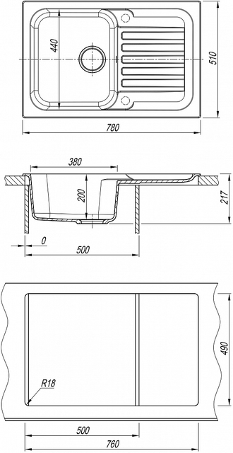 МОЙКА DR.GANS АДЕЛЬ 780  ЦВЕТ БЕЛЫЙ