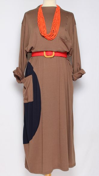 ПЛАТЬЕ БОХО "КАРМАН" какао