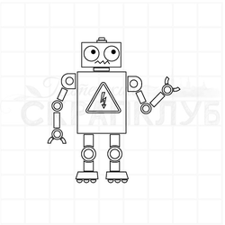 Штамп для скрапбукинга робот на моноколесе