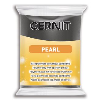 полимерная глина Cernit Pearl, цвет-black 100 (черный перламутр), вес-56 грамм