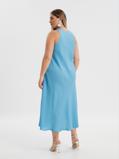 Платье с открытыми плечами бирюзовое