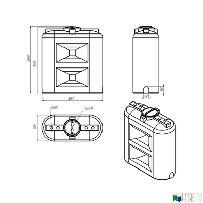 Емкость Экопром SL 2000 л черная