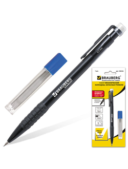 Набор BRAUBERG: механический карандаш, корпус черный, грифели, НВ, 0,5 мм, 12 шт., 180336