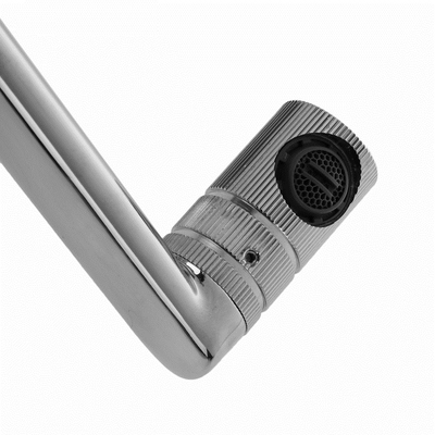 Cмеситель для кухни с гайкой, излив и аэратор вращаются на 360°, Латунь, Хром, Accoona A9390-1