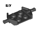 ! Б/У - Plate, Modified 2 x 2 with Wheels Holder Wide and Hole, Black (6157 / 615726 / 6387246 / 4210909) - Б/У