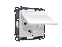 Розетка 2P+E с крышкой IP44 Белый матовый - Ambrella Volt - ALFA