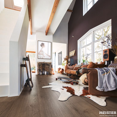 Паркетная доска Meister Дуб Рустик Оливково-серый 8511 в интерьере