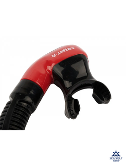 Трубка для дайвинга Sargan "МАКСИМА"сухая 2 клапана, черно-красный силикон