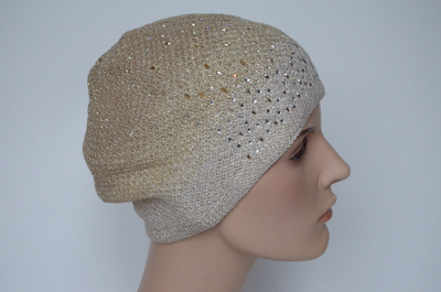 Вязаный берет женский со стразами Италия весна - осень