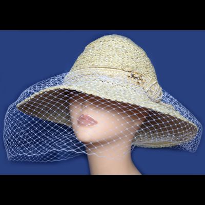 Шляпа с вуалью летняя Vizio Италия 5721 FF2 бежевая