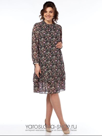 Модель: 2691.Шифоновое платье А-силуэта с цветочным принтом
