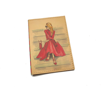Обложка на паспорт с принтом "Девушка в красном"