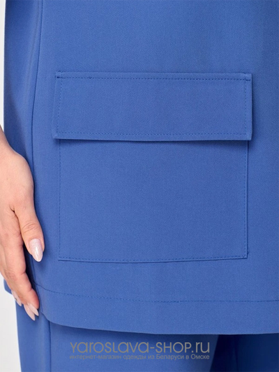 Женский брючный костюм 2-ка синего цвета