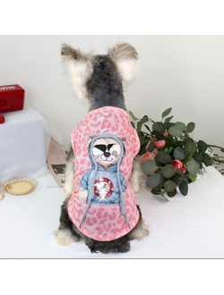 Майка для собак Мишка в очках розовая