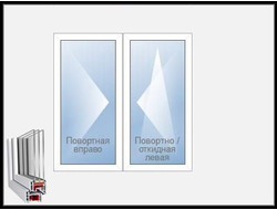 Окно (1 поворотная, 1 поворотно откидная)