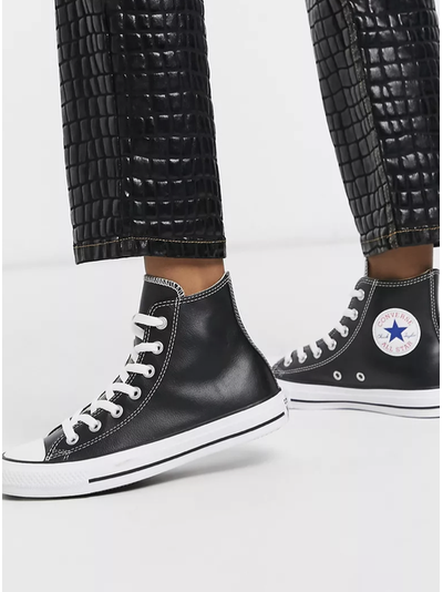 Кеды кожаные Converse All Star Classic черные высокие