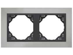 Efapel 90920 TRS, Рамка 2 поста, хром/серый