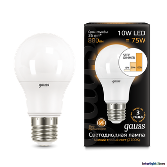 Gauss LED A60 10w 827/840 Step Dimmable E27