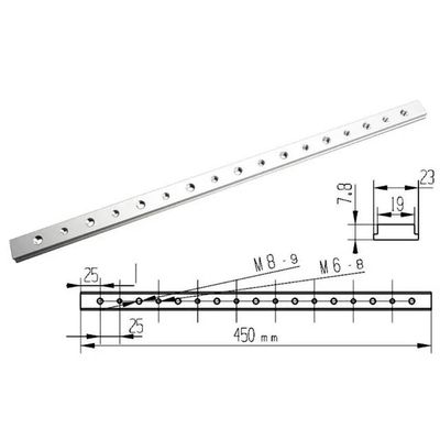 Профиль-слайдер 450 мм с комбинированной резьбой М6 и М8 ДЛЯ ПАЗА 19.2 ММ