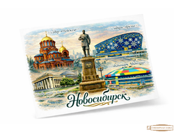 Открытка Новосибирск с достопримечательностями коллаж Александр 3
