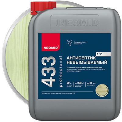 Антисептик невымываемый усиленный концентрат 1:9 NEOMID 433 Зеленый 5 л
