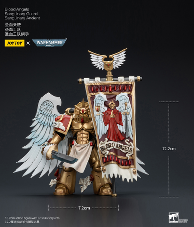 Знаменосец Сангвинарной гвардии Кровавых Ангелов (Warhammer 40k) - КОЛЛЕКЦИОННАЯ ФИГУРКА 1/18 Blood Angels Sanguinary Guard Sanguinary Ancient (JT6199) - JOYTOY