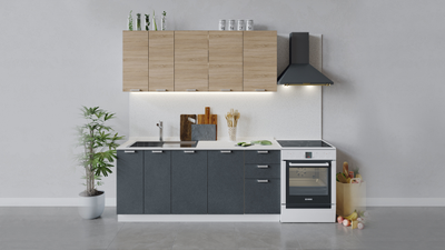 Композиция Модульной кухни ГРАНИТА дуб сонома+бетон графит
