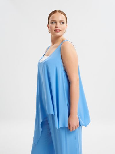 Топ-майка ассиметричный голубого цвета