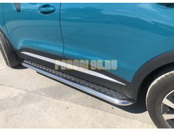 Пороги с накладным листом Папа Тюнинг d53 для Chery Tiggo 7 Pro Max 2024-