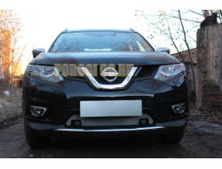 Защита радиатора Nissan X-Trail T32 2015-2018 chrome c парктроником низ