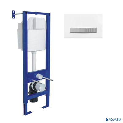 Инсталляция AQUAZIA ATOM 410 для подвесного унитаза, кнопка Atom Line (Белая/Хром)