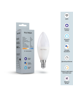 Светодиодная лампа Wi-Fi Candle E14 5W 2700K-6500K MIX DIM 180°, 2427